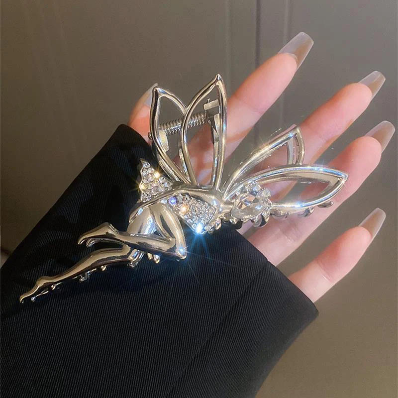 POPACC Elegant Water Diamond Elf Metal Claw Women Crystal Pearl Hair Ornament Crab Clip Hair Clip Girls Jewelry Gift