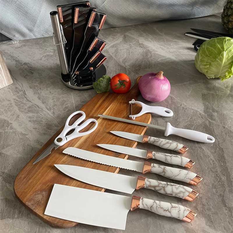9-piece kitchen knife set with electroplated handle switch chair kitchen knife kitchen knife X241102