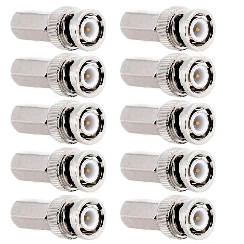 ESCAM 10pcs/lot BNC Male RG58/RG59/RG60 Connector 10pcs kit for CCTV/DVR/AV Devices