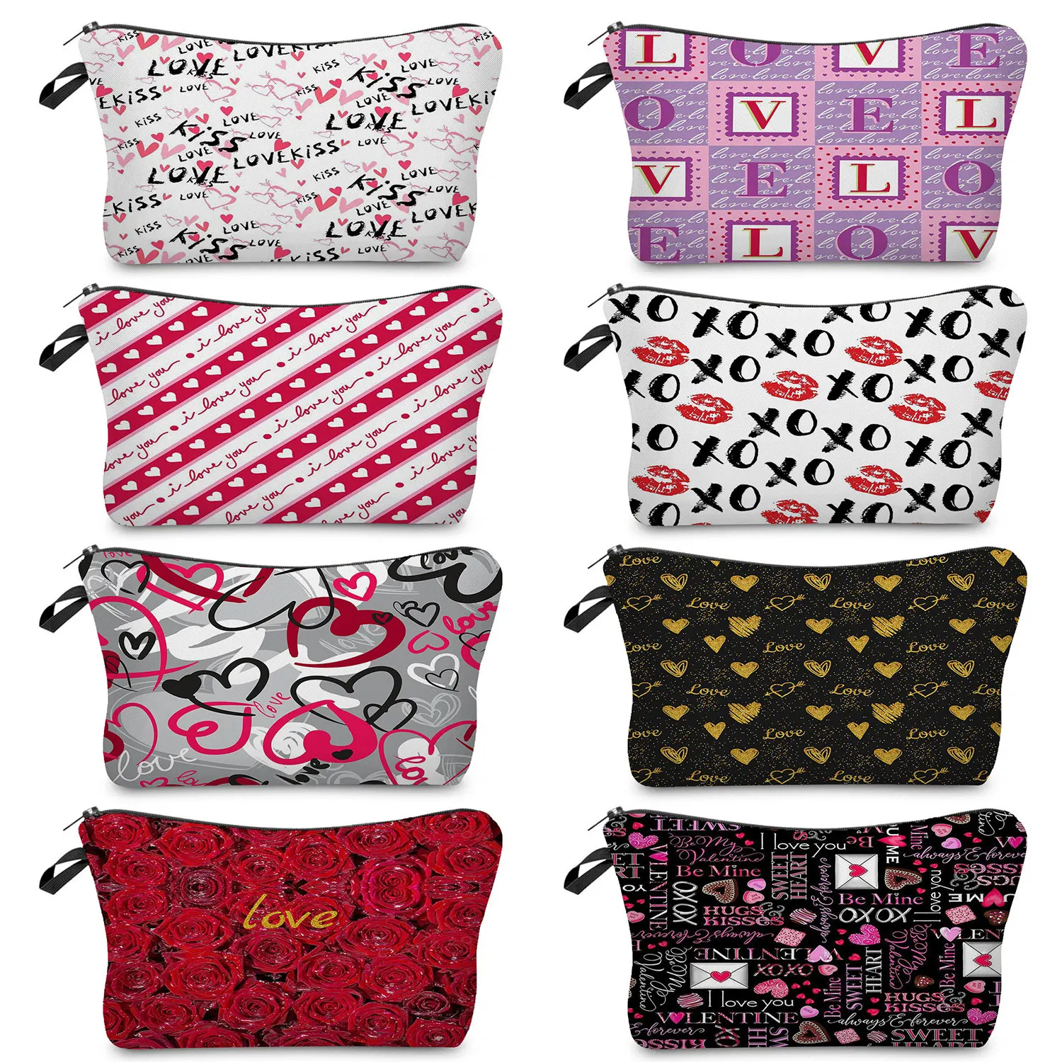 Toiletry Bag Valentine's Day Travel Organizer Makeup Bag Girlfriend Gift Wash Bag Foldable Floral Love Print Women's Portable