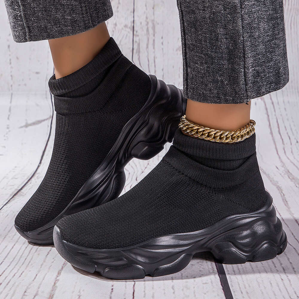 Sock shoes, female internet celebrity, autumn new high top student casual couple sports short boots, men's shoes ddmythur
