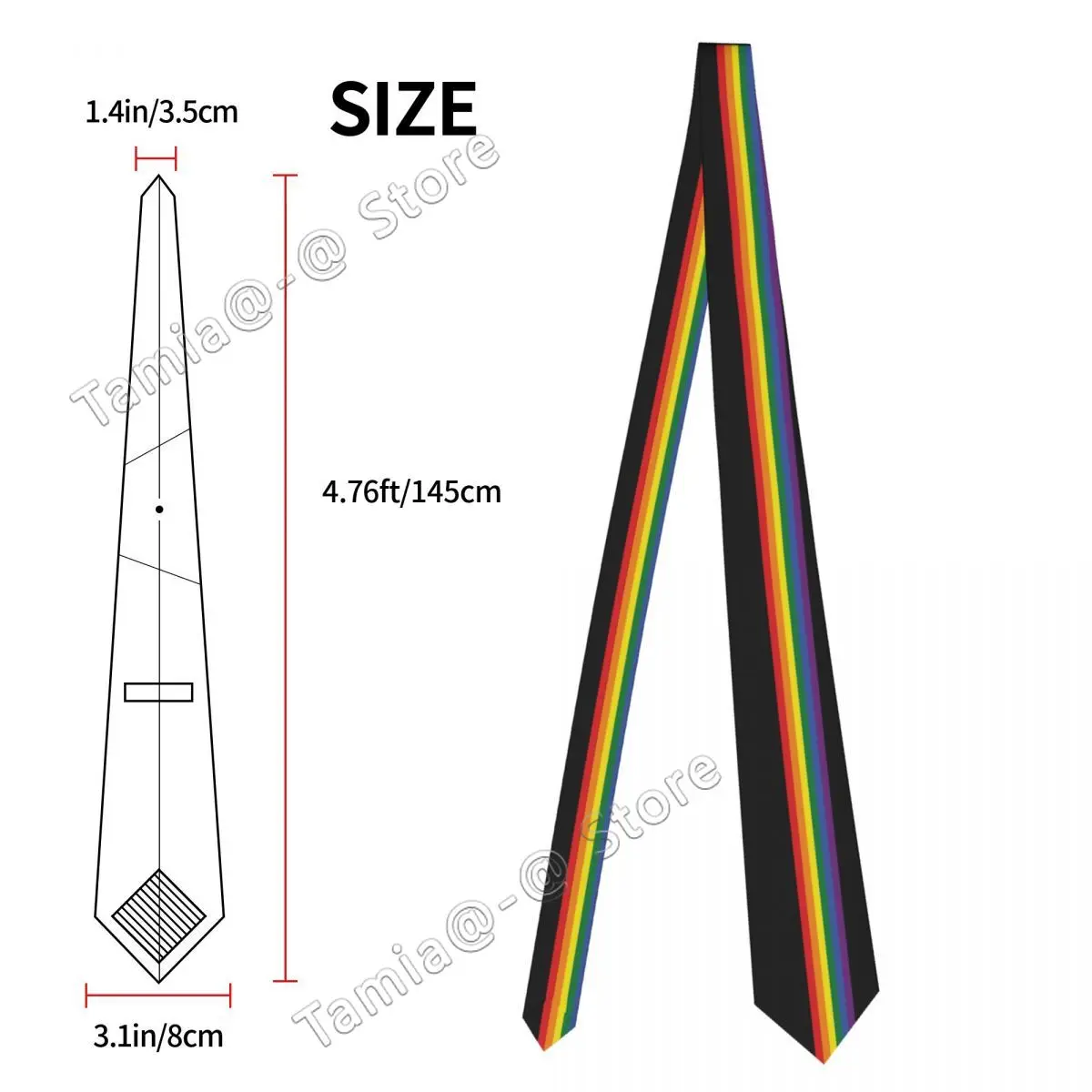 Rainbow Pride LGBT Necktie Men Women Slim Polyester 8 cm Wide Lgbtq Lesbian Queer Neck Tie Suits Accessories Cravat Wedding Gift