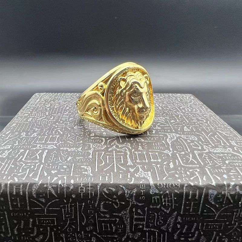 Hip Hop Casting Animal Ring High Polished Stainless Steel Gold Plated Jewelry