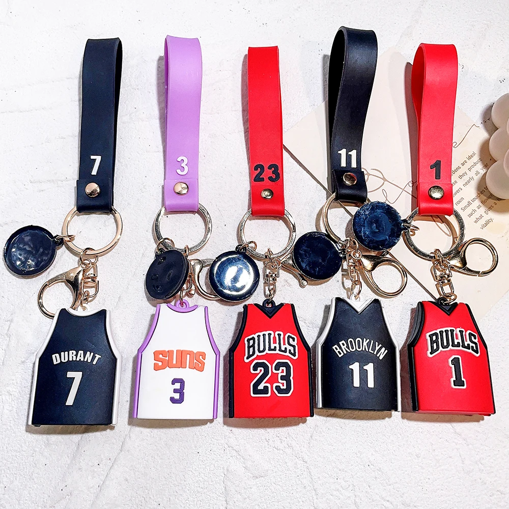 Basketball Memorial Keychain Silicone Pendant Keyring Basketball Stars Jerseys Fan Lover Creative Jewelry Accessories Gift