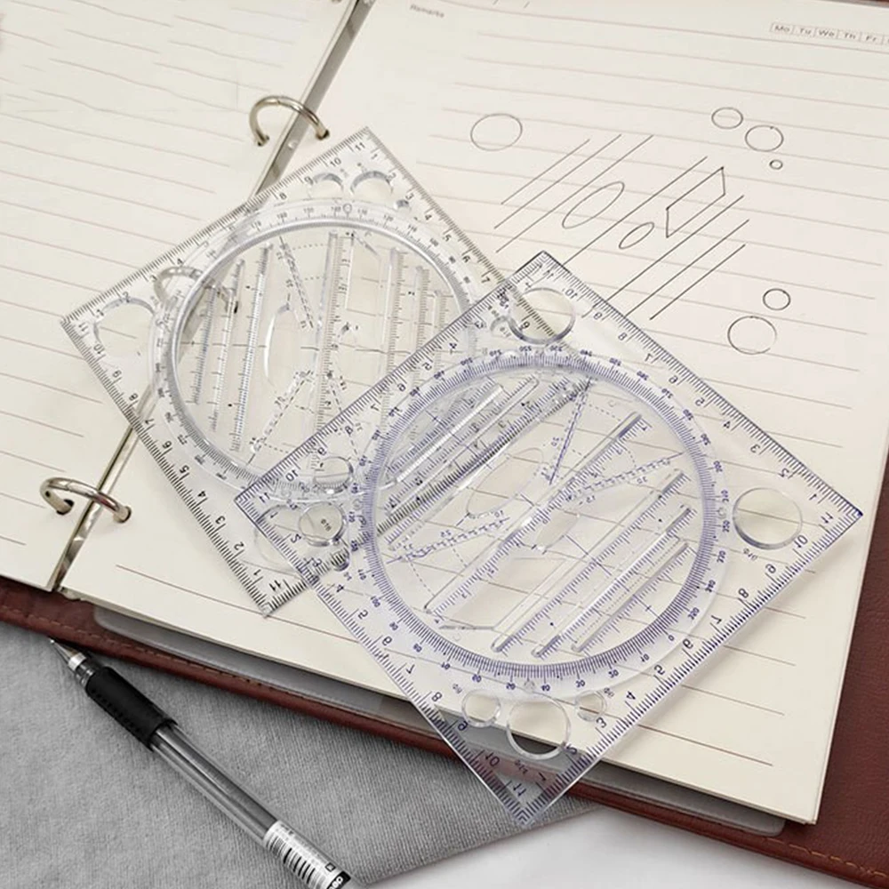 Multifunctional Universal Ruler Rotatable Drawing Template Art Design Geometry Ruler Drafting Measuring Tools Stationery Gifts