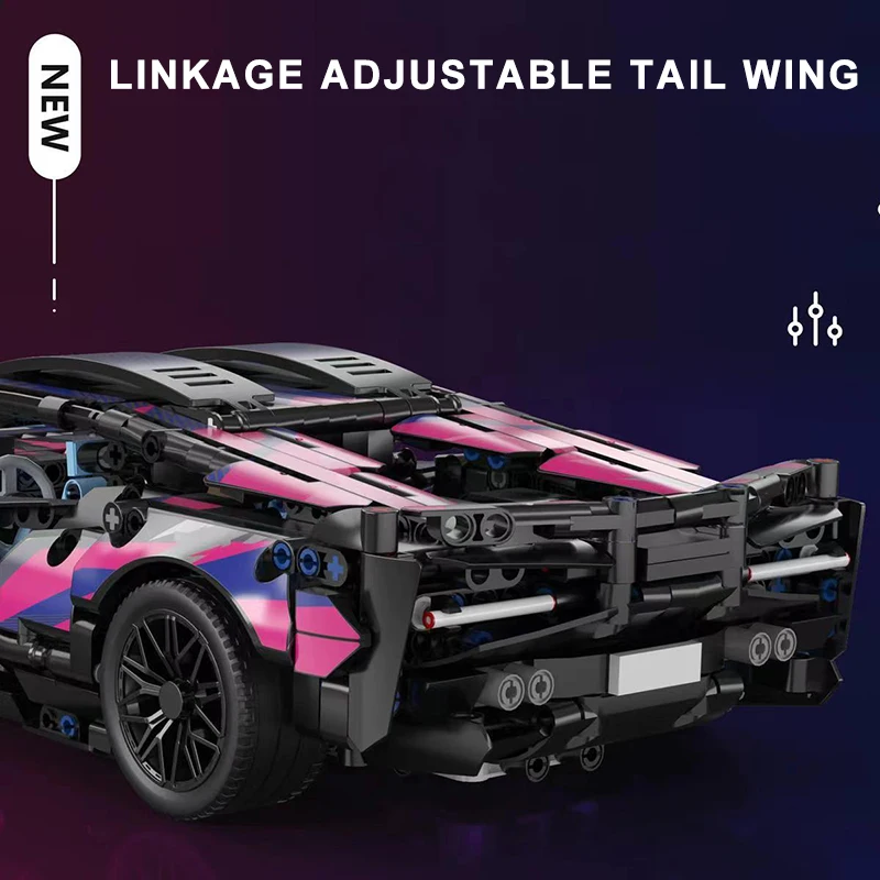 1314PCS Black Purple Lamborghinised Sian Sport Car Building Blocks Assemble Racing Vehicle Bricks Toys Birthday Gift For Kid Boy