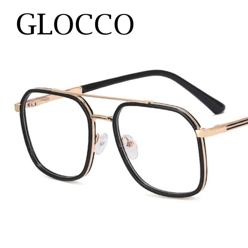 Retro Square Metal Big Frame Eyewear +1.75 Men Reading Glasses Stylish Designer Double Bridge Anti Blue Light Hyperopia Glasses
