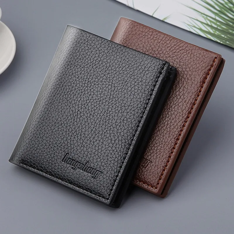 2023 New Soft Men Wallet Solid Color Pu Leather Mini Coin Purse Driver's License Card Holder