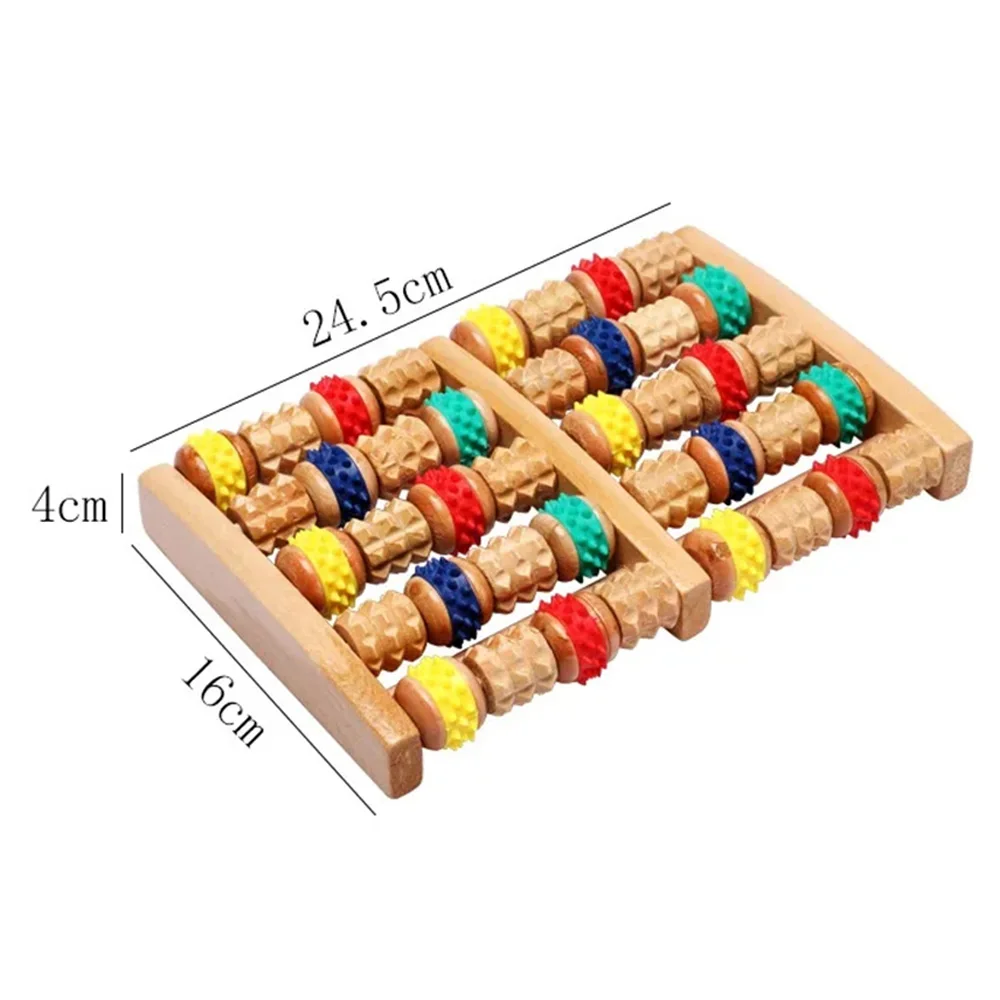 Acupressure Wooden Foot Roller For Pain Relief body Massage Heath Therapy 5 Row Wooden Foot Massager Feet Care 24.5x16cm