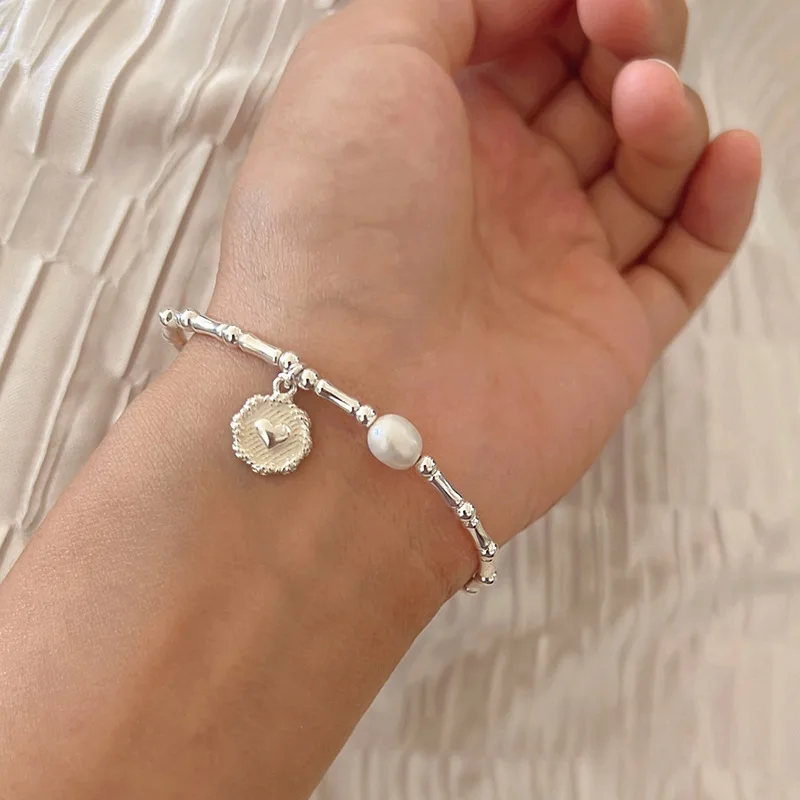 925 Sterling Silver plated Pearls Bamboo Knots Bracelet for Women Girl Simple Korean Jewelry Birthday Gift Dropshipping