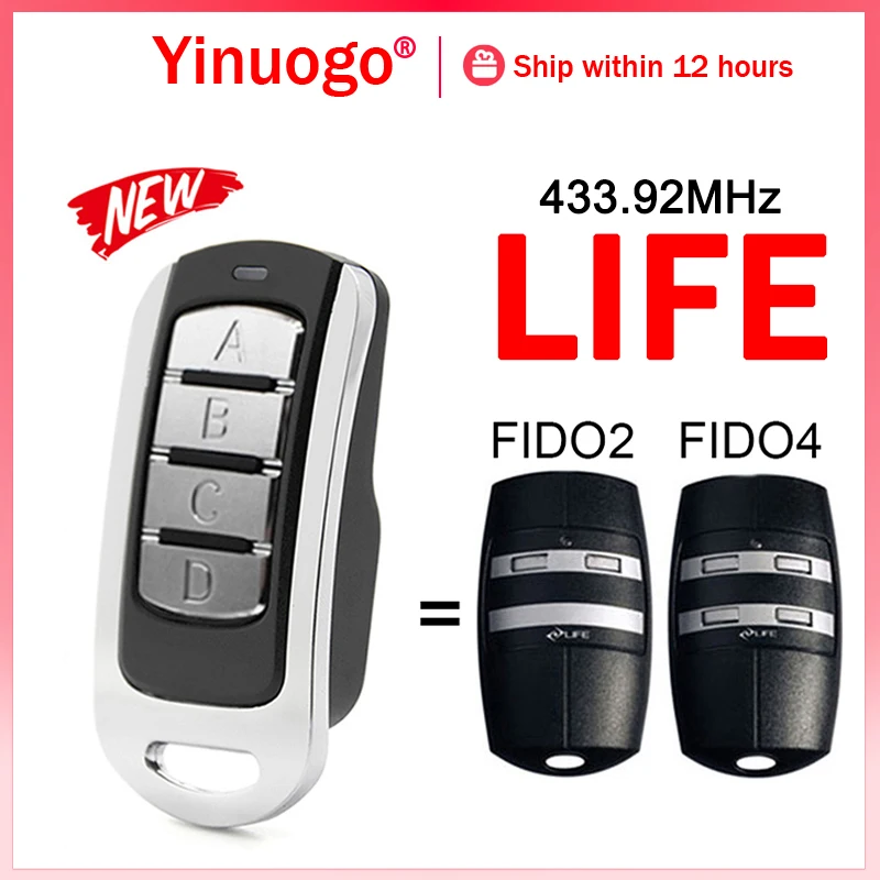 For LIFE FIDO 2 / FIDO 4 Gate Remote Control 433.92MHz Rolling Code Compatible With LIFE Remote Control Garage Door Control
