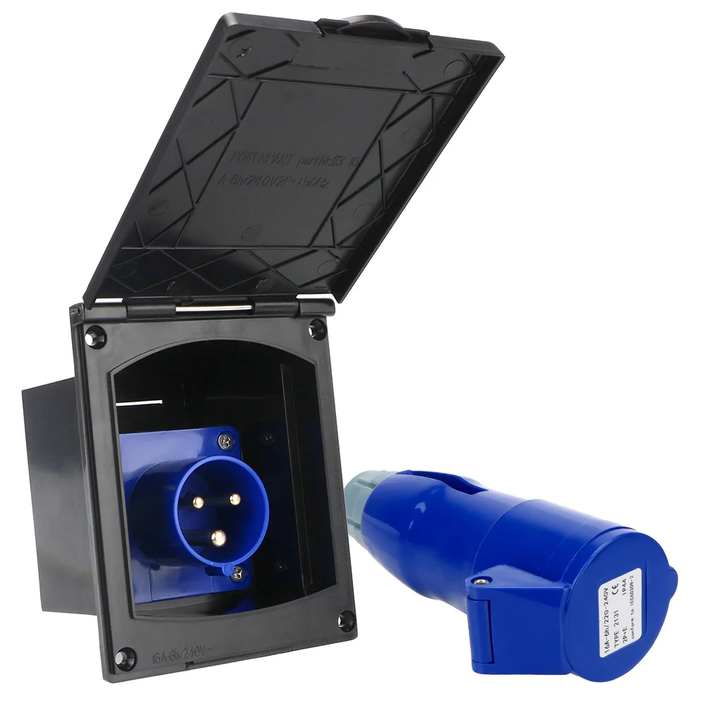 220V-240V 16A Plug Socket With Cover Motorhome Main Inlet Socket External Flush Hook Up for RV Camper Marine