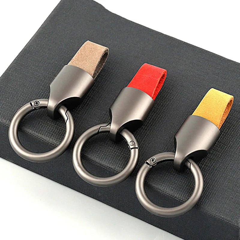 Cowhide Leather Keychain Waist Belt Buckle Carabiner Car Pendant Key Holder Luxury High-end Gifts For Men Women Key Ring Jewelry