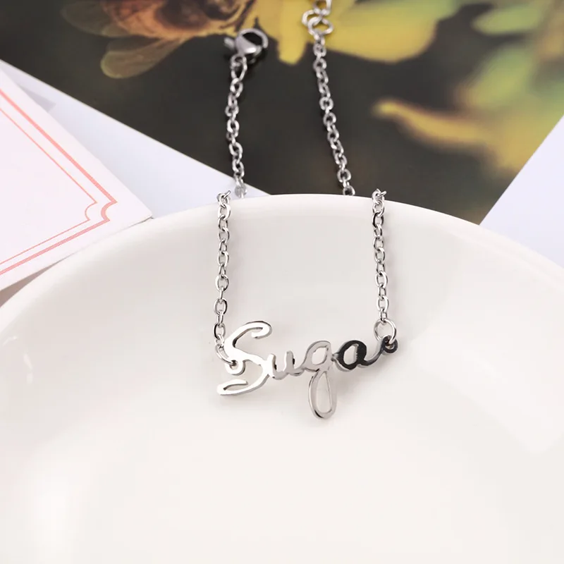 Kpop Bangtan Boys Suga Jimin Jin Jungkook V RM Member Name Titanium Steel Bracelet Letter Jewelry Best Friends Gift