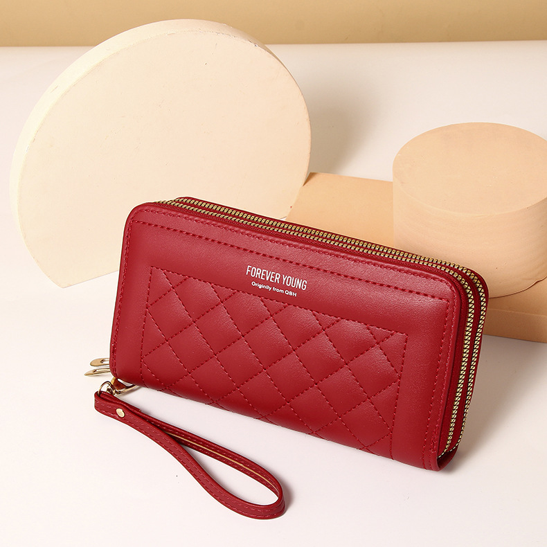 New designer women's long handbag, Korean version mobile phone bag, double zipper wallet, large capacity card bag