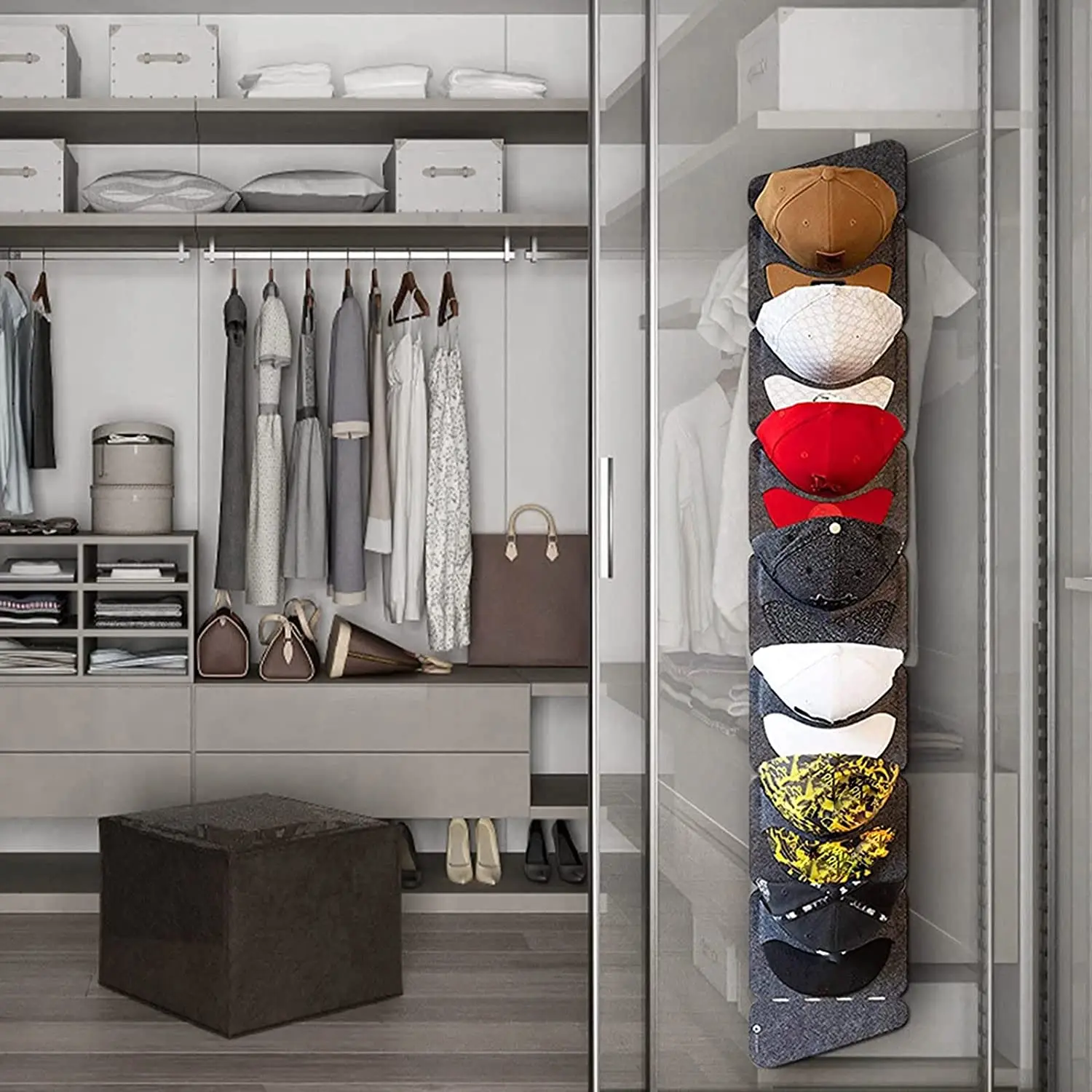 Baseball Hat Rack Door Hat Storage Holders Hanging Over the Door Baseball Cap Organizer with 14 Pockets Caps Display Rack