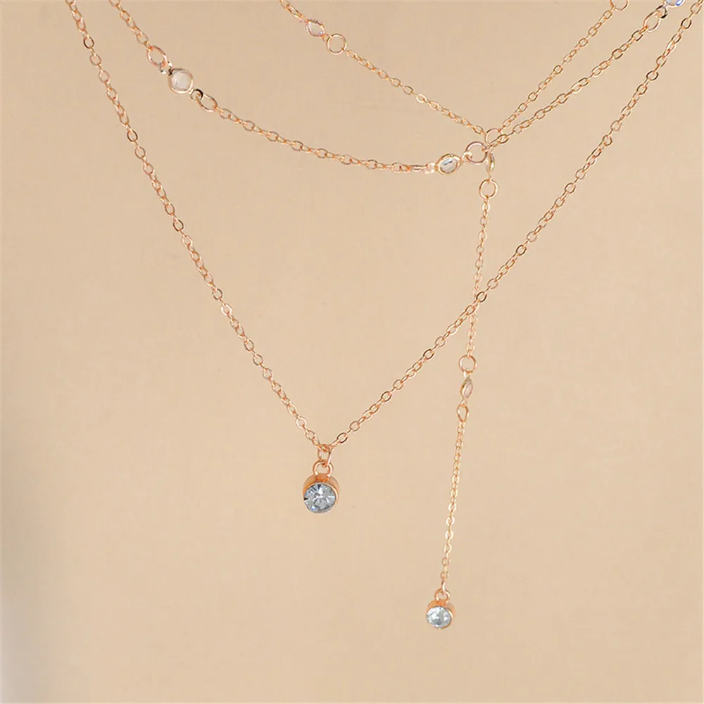 Crystal Choker Necklace For Women Wedding Back Long Tassel Drop Chain Sexy Back Body Chain Gold Color Rhinestone Body Jewelry