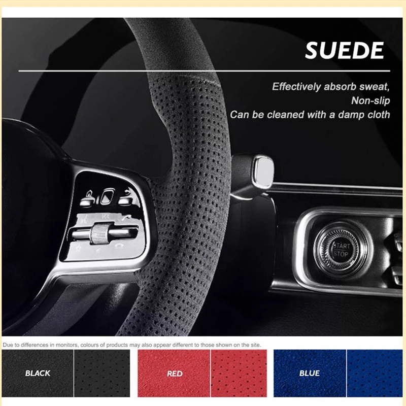 Car Steering Wheel Cover Braid Suede Leather For Jaguar XF XJL XE F-PACE F-TYPE Steering-Wheel Cover Wrap Car Accessories