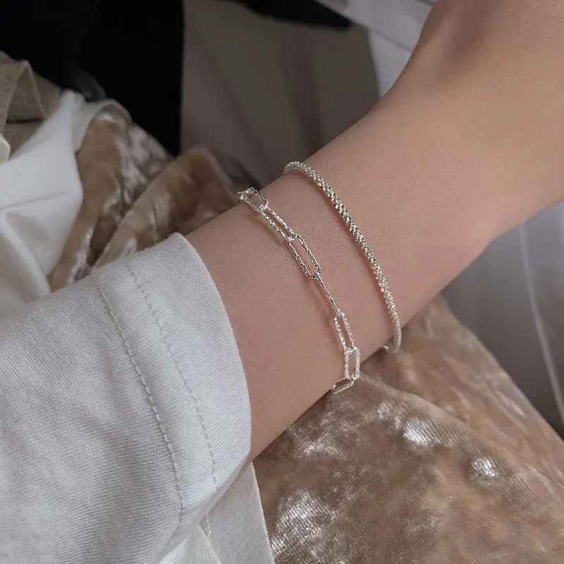 925 Sterling Silver Sparkling Chain Bracelet Female Ins Niche Design Luxury Exquisite Bracelet for Women Silver 925 Jewelry