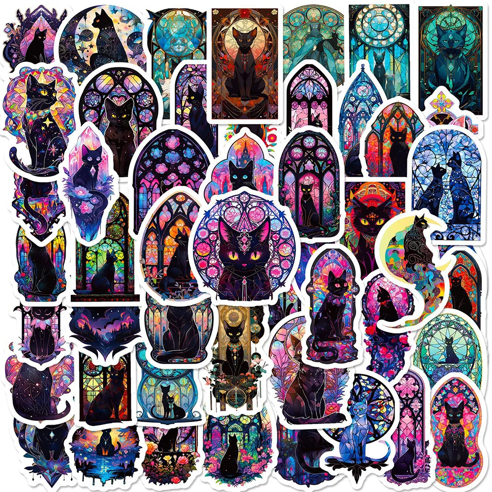 10/30/50pcs Gothic Dark Black Cat Graffiti Stickers Aesthetic Mysterious Goth Decals Toy DIY Phone Laptop Bike Cool Sticker Pack