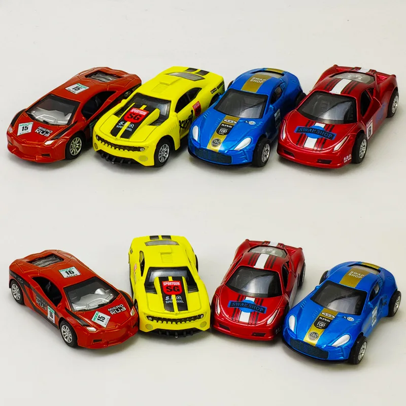 4Pcs Set Todder Car Toy Multi-Style Police School Bus Taxiing Alloy Mini Car Model Kids Pocket Small Durable Car Toys for Kids