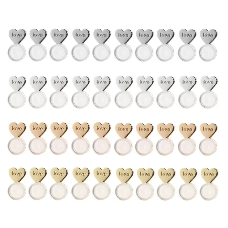 10Pcs Heart Love Magic Earring Lifters Earring Lifts Backs Adjustable Earring Nuts Ear Lobe Support