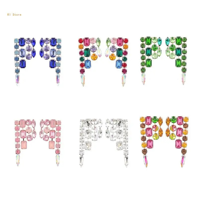 Fancy colored diamond earrings fashionable pendant earrings Christmas jewelry gifts 241031
