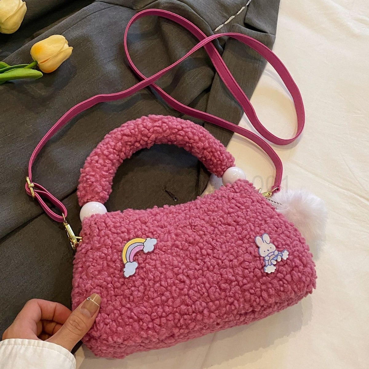 Bag Designer Fashion Classic 10a Top Woman Handbagevening Bags Autumn and Winter New Fur Korean Version Lamb Shoulder Crossbody Versatile Cute Plush H