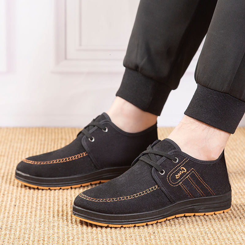 Men Casual Suede on Flats for Man Comfortable Walking Sneakers Breathable Non Slip Work Shoes b343f