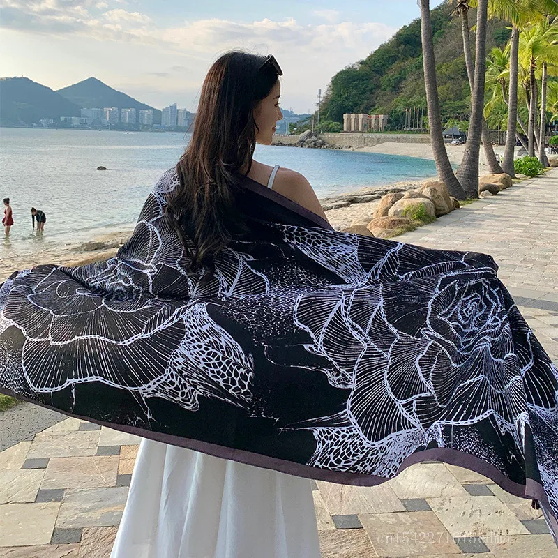 New 46 Colors Women Beach Scarf Bohemia Flower Summer Hijab Shawls and Wraps Female Foulard Echarpe Designer Pashmina Bandana