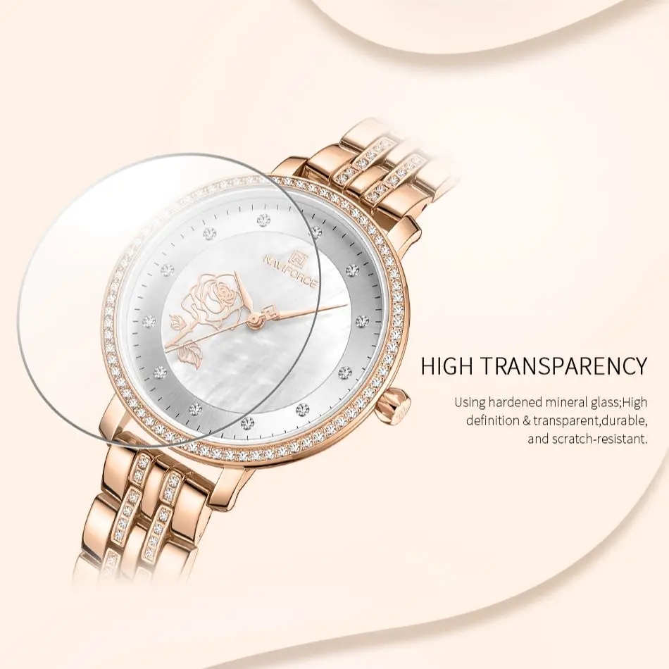 NAVIFORCE New Watch Women Luxury Watches Ladies Creative Steel Women's Bracelet Watches Female Waterproof Clock Relogio Feminino
