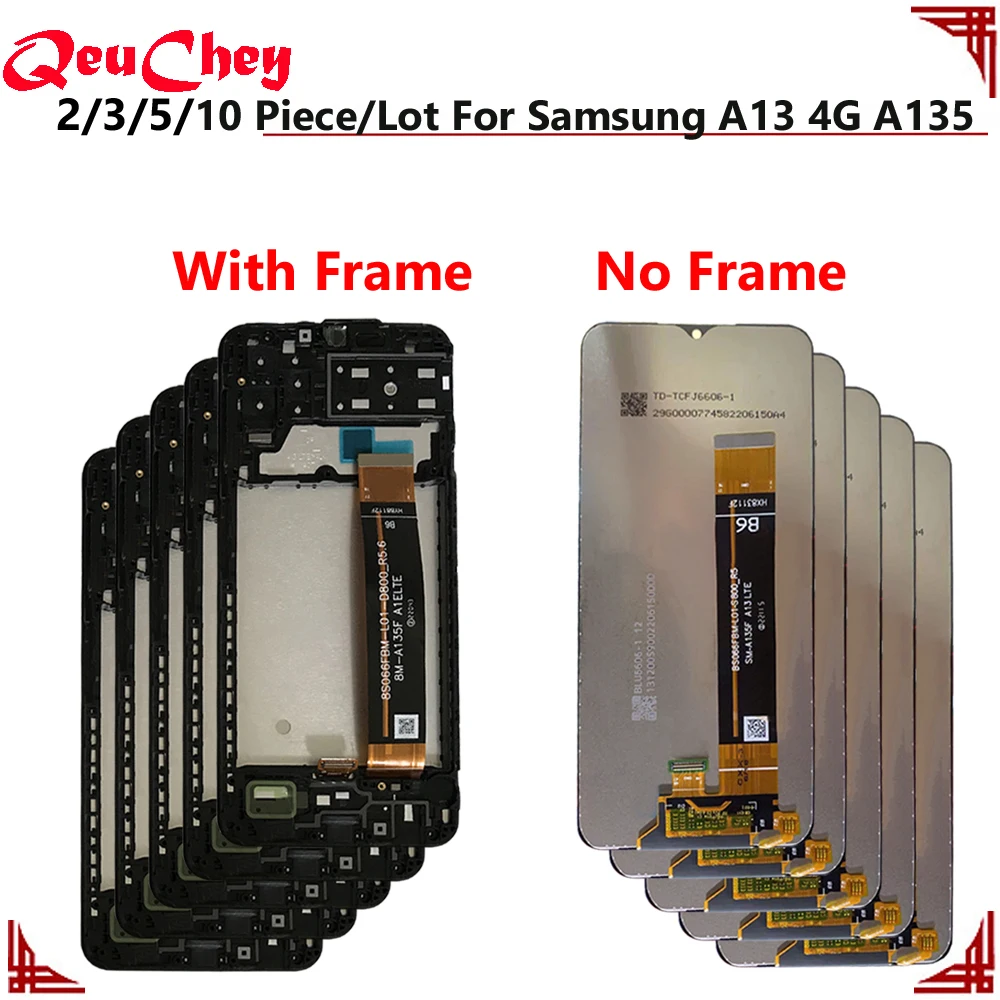 2/3/5/10 Piece/Lot For Samsung Galaxy A13 4G A135 A135F A135U LCD Display Touch Screen Digitizer Assembly No/With Frame