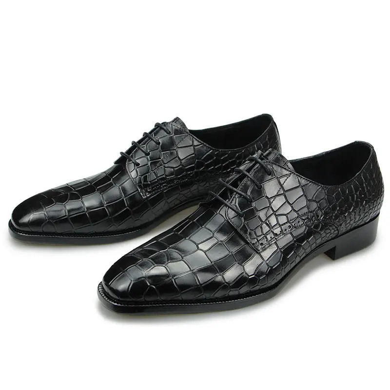 Top Mens Genuine Leather Dress Party Shoes Mens Fashion Alligator Print Zapatos De Hombre Genuine Leather 241031