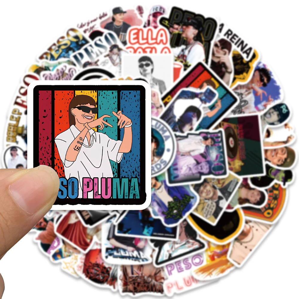 50PCS Peso Pluma Hot POP Singer Stickers for Album Laptop Skateboard Guitar Bicycle Skateboard Fridge Graffiti Toy Sticker