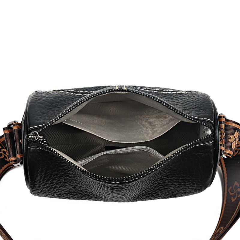 Designer Women's Shoulder Bag Genuine Leather High Quality Crossboby Bags For Ladies New Solid Color Wide Shoulder Strap Handbag
