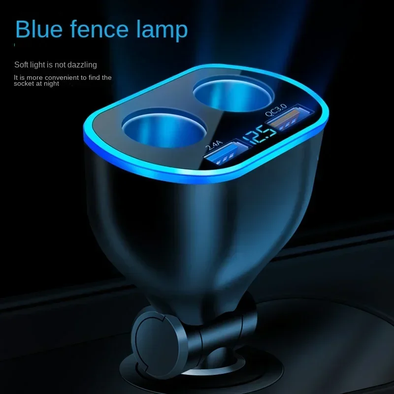 12V/24V 66W Sockets Cigarette Lighter Car Charger Splitter Adapter Multi Power Outlet LED Voltage Display Dual USB Port QC3.0