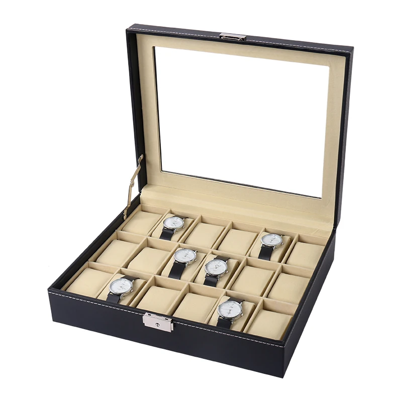New Luxury Pu Leather 2/3/6/10/12/20/24 Grid Watch Storage Box Jewelry Display The Best Gift