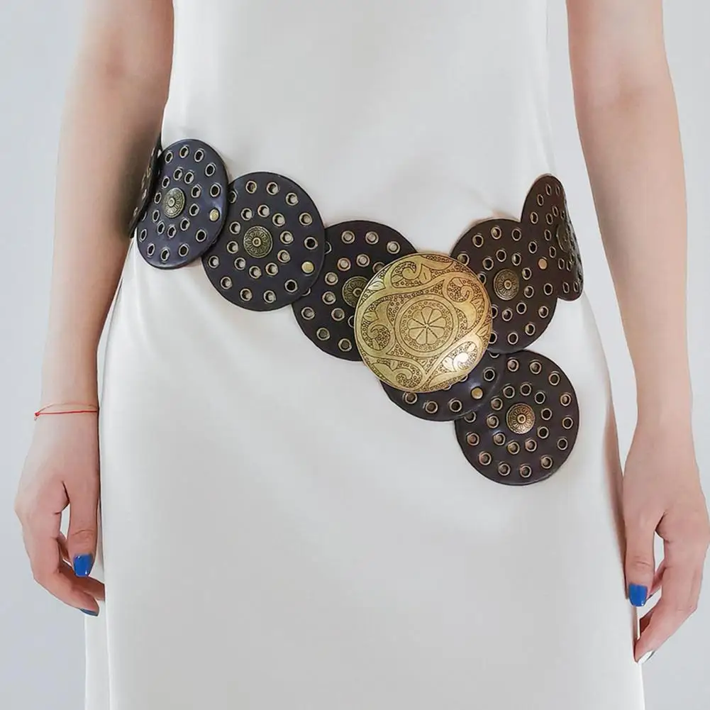 Women Retro Belt Western Style Women Belt Exaggerated Western Style Women's Belts with Vintage Hollow Out Design for A