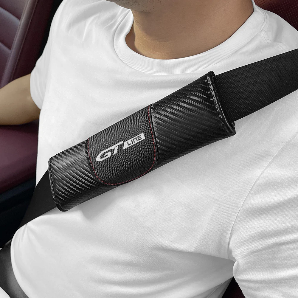 2PCS Car Seat Belt Cover Protector Accessories For Peugeot GT GTline 3008 308 T9 208 508 2008 Rifter 5008 207 206 408 108 4008