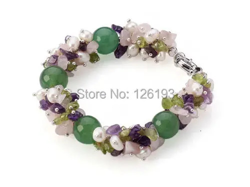 Beautiful short and chubby natural freshwater pearl Aventurine stone necklace earrings bracelet set 241031