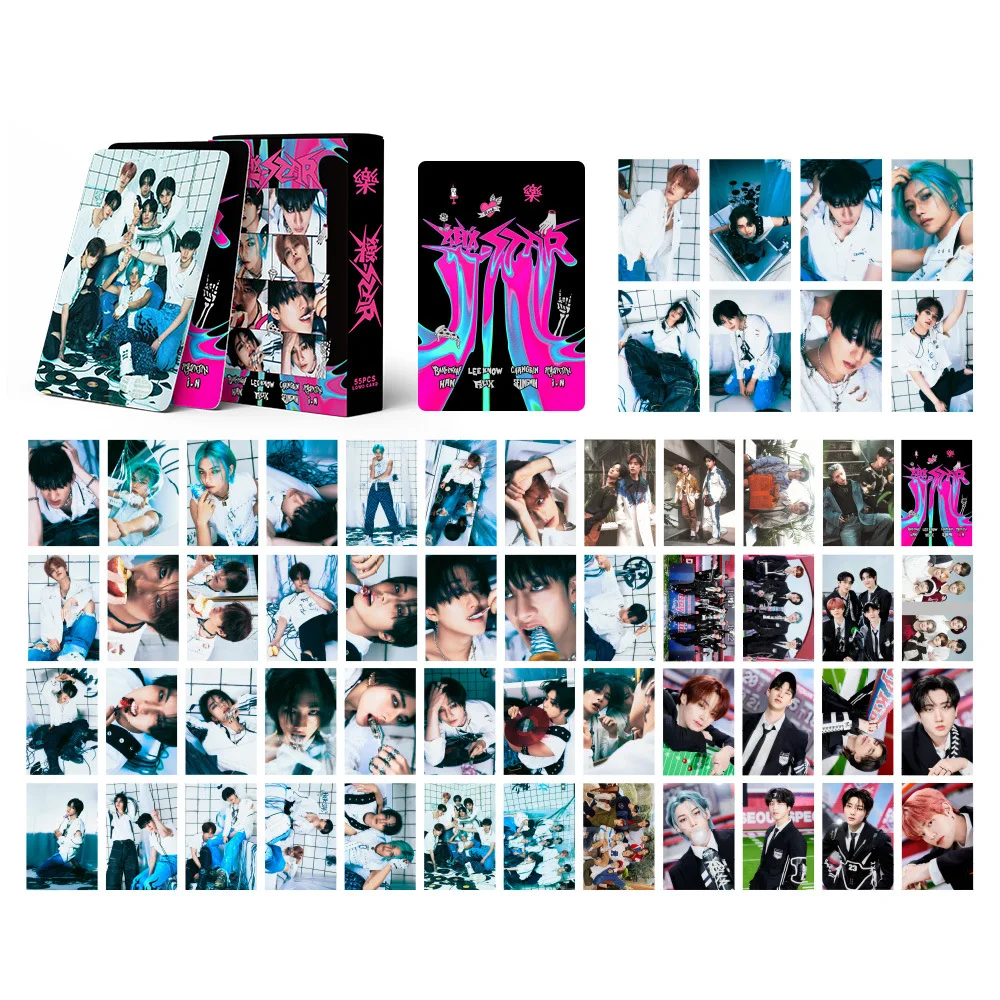 55Pcs/Set Kpop Stray Kids New Album 5-STAR Lomo Cards Straykids Photo Card Postcard HYUNJIN FELIX for Fans Gift