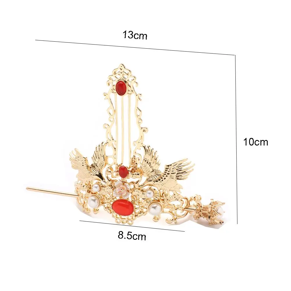 New Ancient Style Hair Crown Chinese Hanfu Hairpin Gem Crane Simple Hair Stick For Bride Wedding Temperament Hair Accessories
