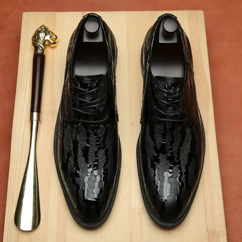 Official Mens Social Shoes Black Pointed Toe Dress Shoes Mens Liquid Shoes Office Elegant Classic 39 Set 241031