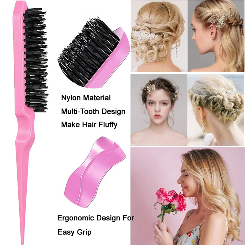 New Hair Styling Comb 10pcs Set Teasing Hair Brush Triple Teasing Comb Rat Tail Combs Edge Brush Hair Tail Tools Braid Tool Loop