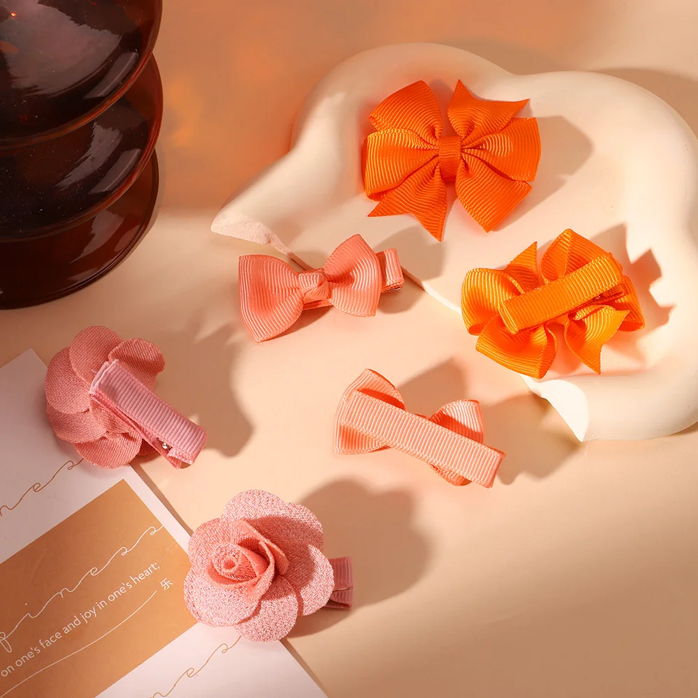 6Pcs/Set Hairpin for Baby Girls Sweet Candy Color Flower Safe Hair Clips Cute Handmade Kids Hair Accessories Gifts Wholesale
