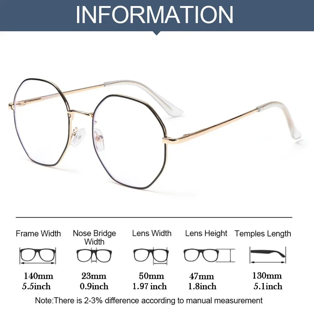 Vintage Anti Blue Light Glasses Frame Round Lens Myopia Optical Mirror Simple Metal Women Men Transparent Eyewear Frames