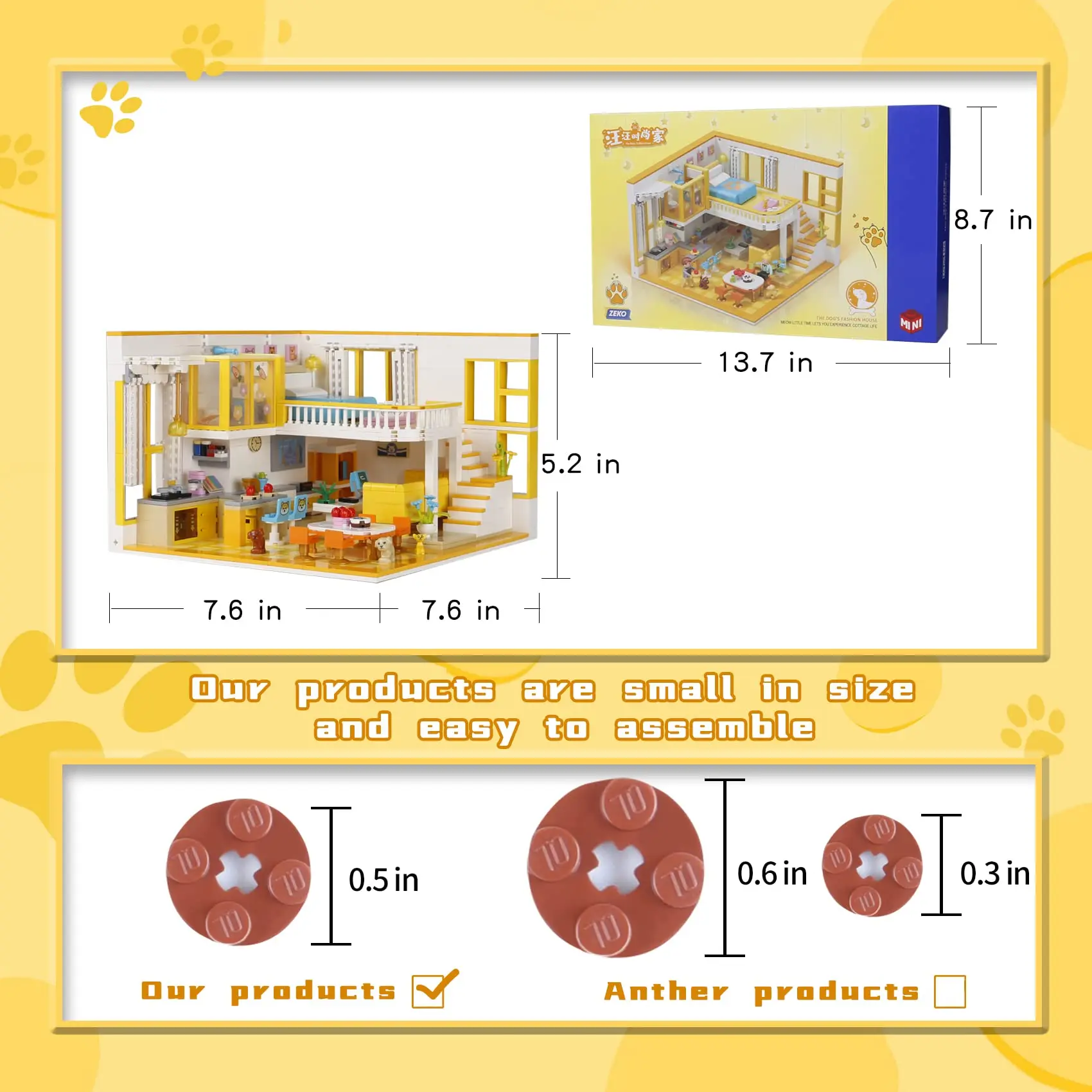 ToylinX 1048PCS Doggy House Building Blocks Creative Ideals Building Blocks Best Gift for Girls or Adults to Play with Friends