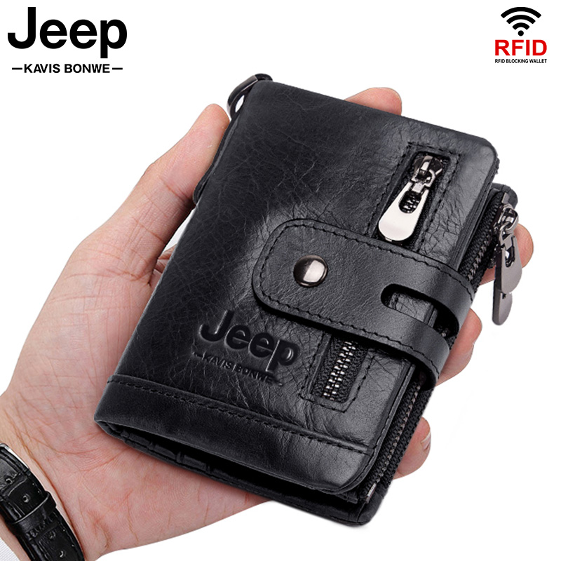 NEW Brand Genuine Cowhide Leather Men Wallet Small Mini Card Holder Vintage PORTFOLIO Portomonee Hasp Male Pockect Purse Fashion