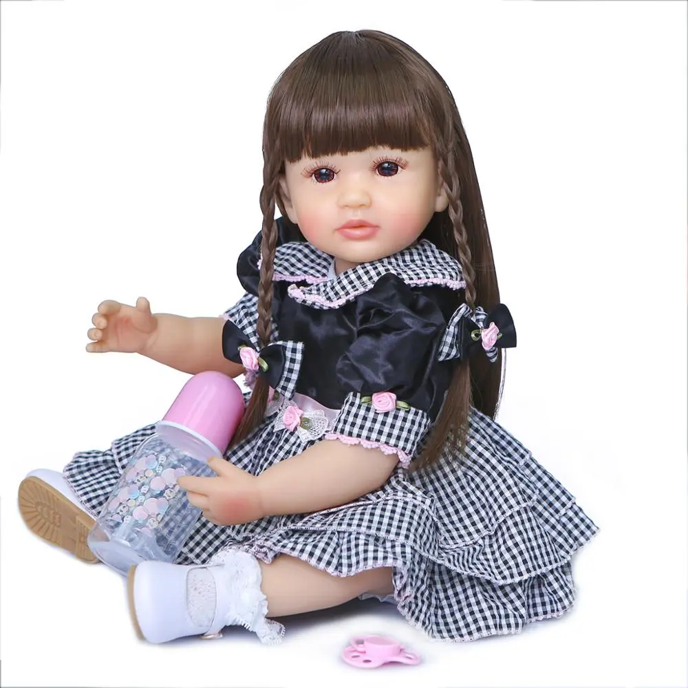 NPK 55CM new arrival original very soft full body silicone bebe doll reborn toddler doll waterproof bath toy two colors of hair