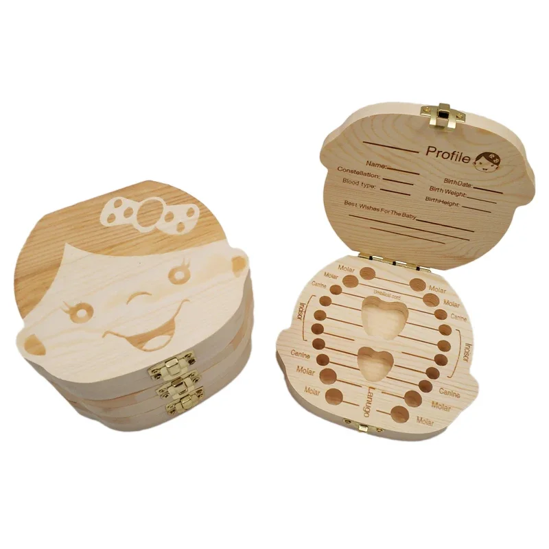 Wooden Baby new Kids Tooth Storage Box Baby Teeth Fetal Hair Umbilical Cord 2025 Organizer Infant Souvenir Box Keepsake Box Tooth Box